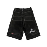 Y2k Denim Shorts Street Hip-Hop Retro Graphics Black Loose Gothic