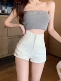 Jean Shorts Women Summer High Waisted Solid Hot Short Jeans For Ladies Elastic High Waist Denim Shorts Women