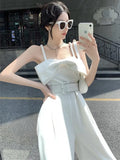 Women Summer Elegant Bodycon Jumpsuit Ladies Slim Party Club Sexy Party Clothing Wide Leg Long Overalls
