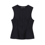 And Winter New Short Skirt Hem Sleeveless Folding Top