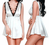 Zingj Style Sexy Underwear Sexy Ice Silk Strap Lace Edge Sleeping Skirt Sexy