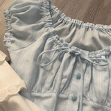 Coquette Elastic Collar Bow Tie Short Sleeve TeeOutfit