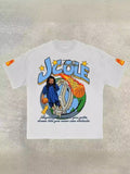 Men's T-Shirt 2024 Basketball Shirt Sports Style Short-Sleeved Cotton Print Loose T-Shirt Street Hip-Hop Blouse Short
