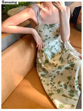 Women Fashion Backless Sexy Strap Midi Dresses Sleeveless Holiday Beach Clothes Lady Robe