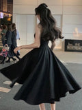 Vintage Black Evening Party Dress Women 2023 Summer Elegant Romantic Prom Vestidos Korean A-line Graduation