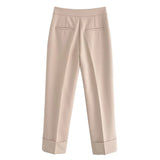 New Pinstripe Spliced Vest 1478531 Curly Rimmed Straight Trousers