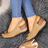 Sales 2023 New Fish Mouth Women's Sandals Clasp Slope Heel Women's Shoes Large Size Women's