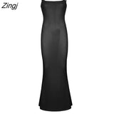 Women Low-Cut Bandage Straps Plain Knitted Bodycon Dress Solid Color Summer Long Party/Club/Bar Sling
