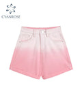 Denim Shorts 2022 New Summer Fashion Y2K Ladies High Waist Gradient Jeans Shorts Vintage Casual Baggy A-line Hot