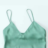 New Silk Satin Texture Flute Sexual Dew Back Halter Skirt
