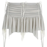 Zingj Fold Irregular Design Sense Low Waist Solid Color Net Gauze Skirt New Y2K Hot Girls