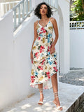 Zingj Women's Dress Station Summer Print Collection Waist Long Sling