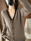 Zingj Version New V-Neck Cardigan Female Long Sleeve Sweater Loose Coat Knit Jacket Languid Lazy Wind