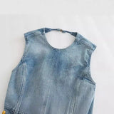 Summer Bowtie Jeans Sleeveless Blouse
