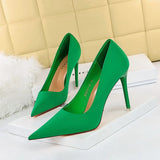 Zingj Korean Version Of Fashion Pedicure Delicate Show Thin High Heels Ultra High Heel Silk Shallow Pointed Single