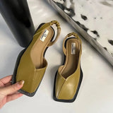 Zingj New Style Head Cover Square Heel Sandals Comfortable Flat-Soled Fashionable Square Head Ma Lizhen Sandals 211-0-Outfit