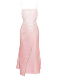 Women Elegant Bodycon Midi Dress Summer Spaghetti Strap Party Prom Wedding Long Vestidos Female Chic