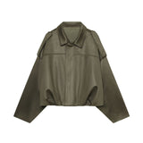 Spring And Autumn Pilot Jacket Bat Sleeve Zipper Loose Tuff-Sense Coat Women's Casual Jacket
