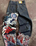 Zingj Y2K Jeans Street Clothing Original Hip-Hop Vintage Neo-Gothic Baggy Jeans 211-0-Outfit