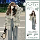 Plaid Shirt Elegant and Youth Woman Blouses Camisa Denim Women's Shirt 2023 New Blouse Korean Style Women's Clothing