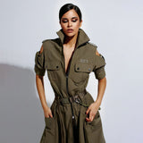 Personality Out-To-Shoulder Design Work-In-Sense Dress Women's Summer High-End Zipper (Including