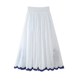Spring Style Spliced Embroidered Shirt 5107240 Color Embroidered Skirt