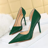 Zingj Sexy Nightclub Show Thin, High, Shallow Pointed Snake Side Hollow Heels Single