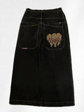 Men's Jeans Y2K Bag Vintage High-Quality Pattern Hip-Hop Street Leisure Men Harajuku Wide
