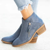 Station 2023 Autumn And Winter Vintage Women's Shoes Thick Heel Large Side Zipper Women's Short Boots Martin