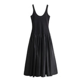 Spring Style Spliced Slim Velvet Suspender Dress