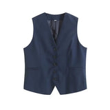 Summer Leisure Vest Set Linen-Blend Loose Vest + Shorts Set Women
