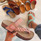 Cork Sandwiched Slippers Girls Summer Flip-Flops Couples Sandals Sandals Parent-Child Flat Soles Large