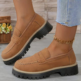 New Spring And Autumn Lefu Shoes Large-Size Leisure Grinding Sand Yingfeng Women's Shoes Thick Heel Thick Back