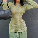 Women's New Hollow Bare Back Shirt Retro Solid Color Coat On The Head Of The Women's