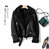 And Winter New Suede Suede Thickened Fur Integrated Suit Collar Belt Jacket