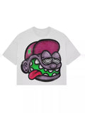 Summer Long-Style Short-Sleeved Cartoon Graphic Printing T-Shirt Hip-Hop Harajuku Leisure Round-Collar T-Shirt Gothic Short