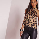 tshirt Women Tops 2020 Sexy Leopard Print Tops Girl T-Shirts Casual Halter T Shirt Female Sleeveless Plus Size