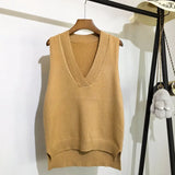 Autumn Women Sweater Vest Woman Short Loose Knitted Sweater Sleeveless Ladies V-Neck Pullover Tops Female