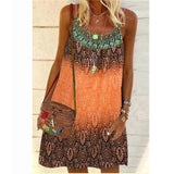 Summer Dress 2022 Bohemian Printed Casual Loose Sleeveless Sling Dresses Female Holiday Plus Size A-Line Mini