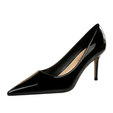 Zingj Simple High Heel Bright Finish Paint Leather Shallow Mouth Tip Sexy Thin Professional OL High Heels Women's Singles