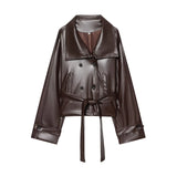 Autumn And Winter New Women's Casual Multi-Color Loose Wool Jacket Dark Buckle Collar