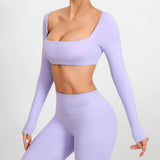 Zingj Tie Chest Pad Long Sleeve Yoga Suit Outdoor Running Fitness Suit Quick Dry Long Sleeve T-Shirt Sports Top Women-Outfit