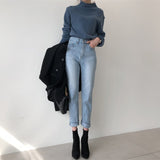 Pants Vintage High Waist Jeans Women Slim Style Pencil Jean High Quality Denim Pants Vaqueros