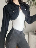 Girls Wear Short Denim Jackets For Women In Spring And Autumn. High-Waisted Jackets Are
