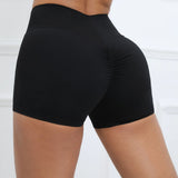 Zingj Hip Yoga Shorts Elastic High Waist Running Fitness Shorts Skinny Naked Sports Three Point Shorts-Outfit