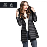 2024 New Autumn And Winter Light Down Jacket Female Long Plus Size Hood Slim Plus Plus Size Coat-Outfit