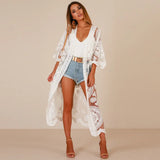 Loose Embroidered Embroidery Lace Bikini Gauzy Cardigan Beach Mid-length