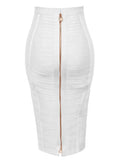 Colors XL XXL Sexy Solid Zipper Orange Blue Black Red White Pink Bandage Skirt Women Elastic Bodycon Summer Pencil Skirt 58cm 211-1-Outfit