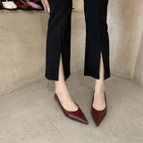 Zingj Heels Women Nude Small Heel Shoes Soft Leather Pointed Soft Bottom French Gentle With Skirt Shoes Low Heel Single