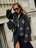 Autumn And Winter New Women's Fashion Commuting Single Buckle Heavy Industry Lead Beads Hair Coat
